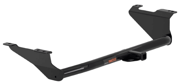 A black handle with an orange logo on it.