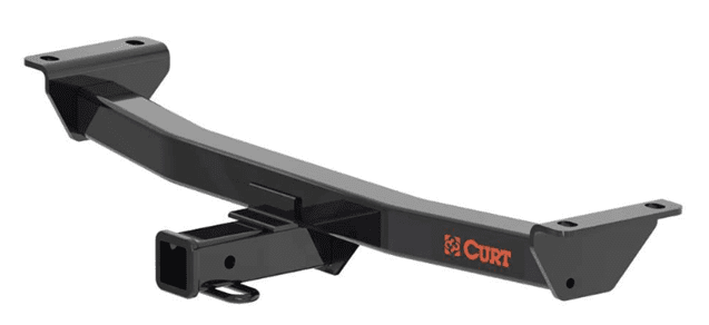 HItch1-larger A black trailer hitch with an orange logo.